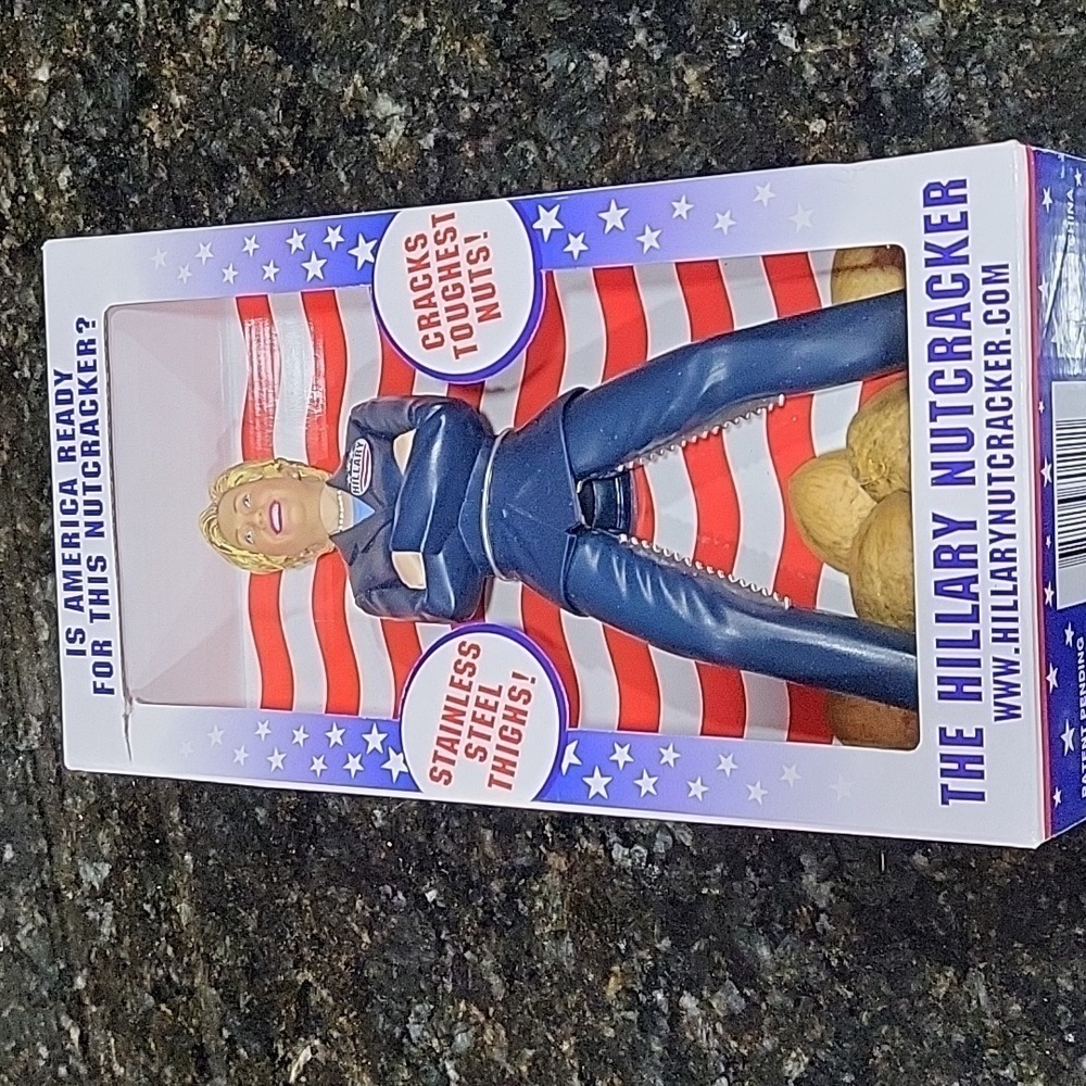 Hillary Clinton 9" Nutcracker Figure Stainless Steel Thighs Gag Gift Box
